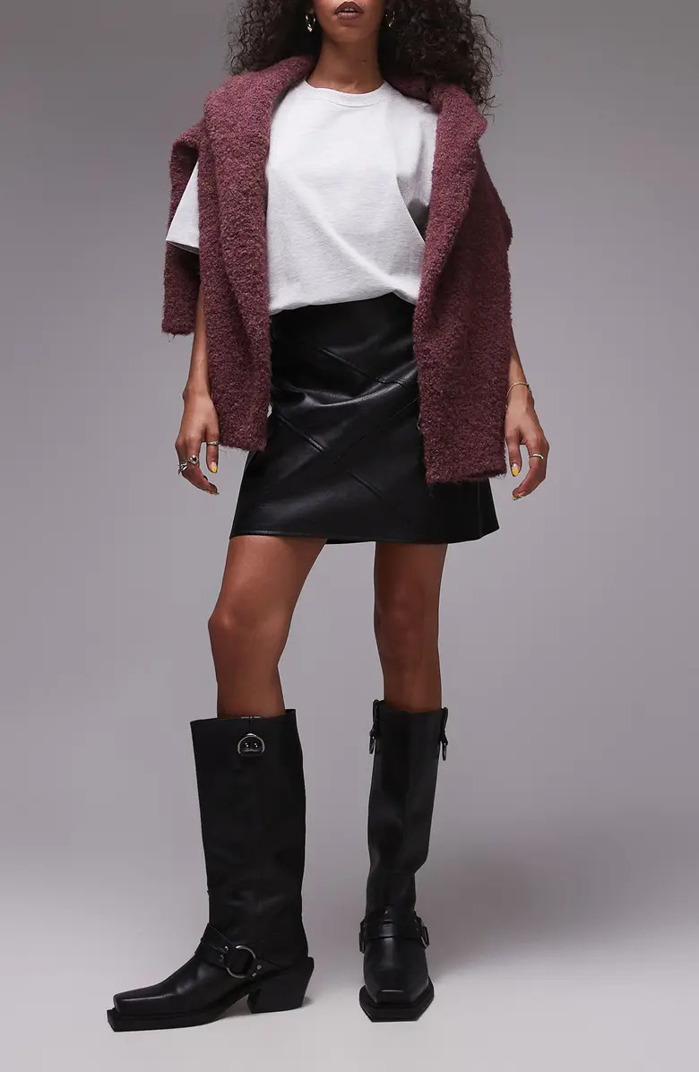 Diagonal Panel Faux Leather Miniskirt | Nordstrom