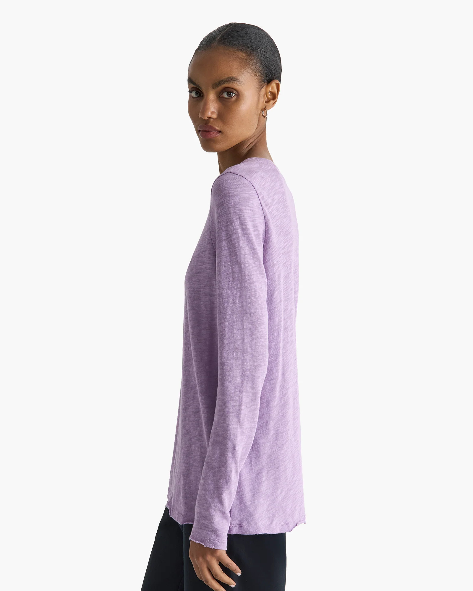 Slub Jersey Long Sleeve Destroyed Wash Tee - Thistle | ATM Collection
