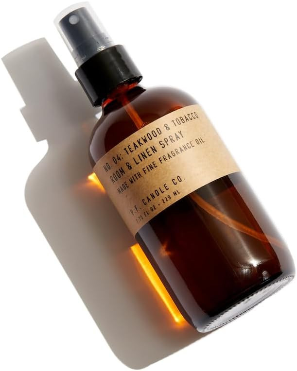 P.F. Candle Co. Teakwood & Tobacco Classic Large Scented Room & Linen Spray (7.75 fl oz) Amber Gl... | Amazon (US)