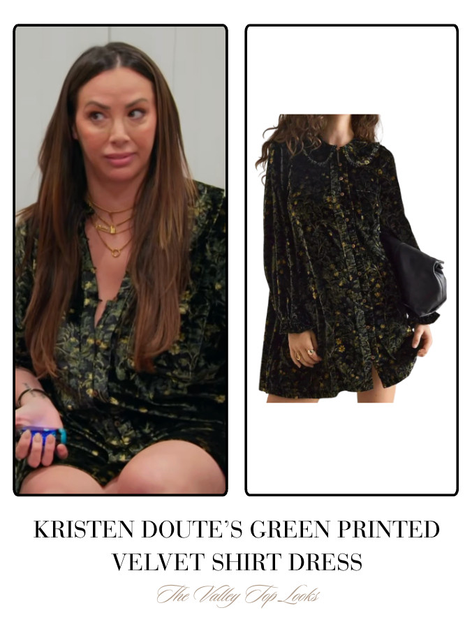 Kristen Doute's Green Printed Velvet Shirt Dress 

 