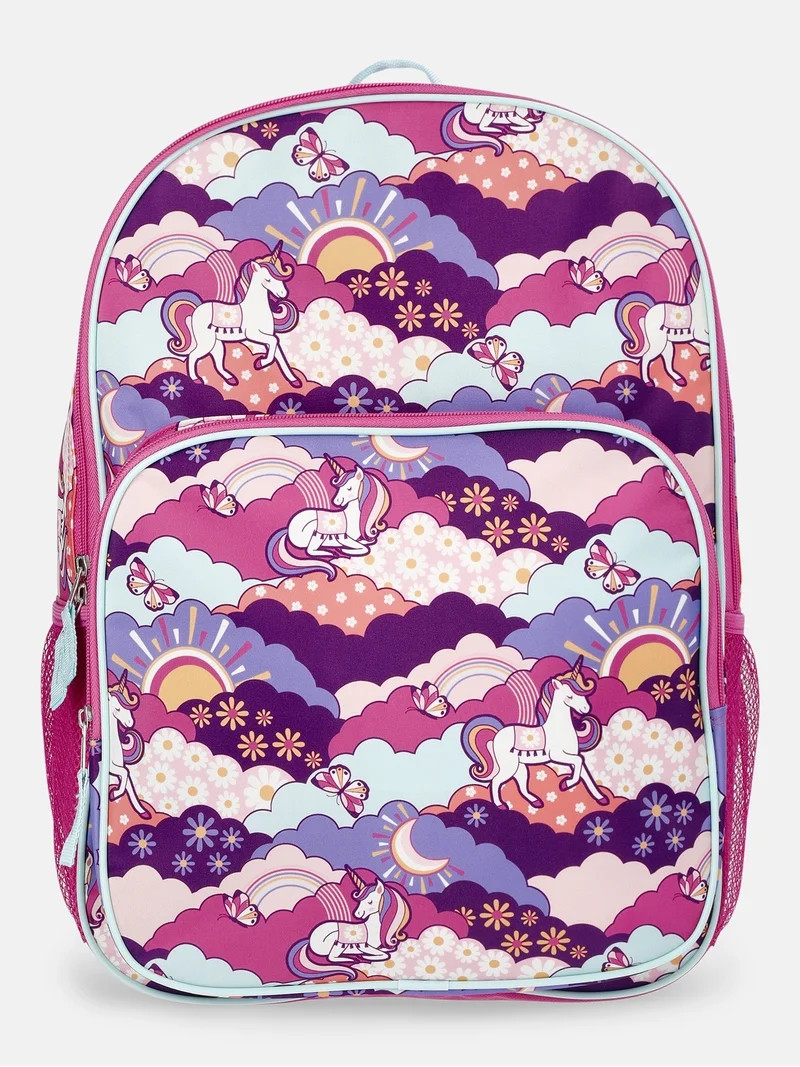 Wonder Nation Kids' 17" Unicorn Fields Backpack, Magenta | Walmart (US)