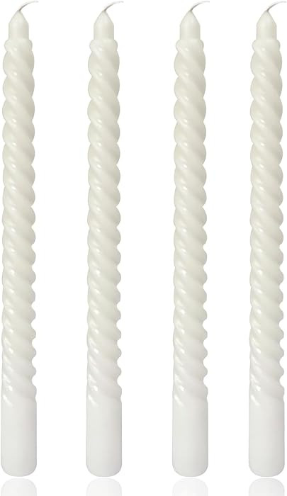White Spiral Taper Candles for Home Decoration, 4 Pack 10 Inch Candlesticks for Dinner Party Holi... | Amazon (US)