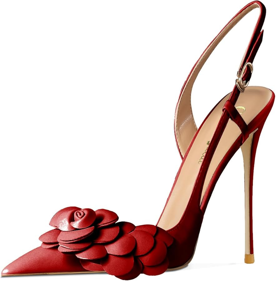 Women's Sexy Pointed Toe Flower Mouth One-Strap Shallow Mouth Stiletto High Heel Ankle Strap Casu... | Amazon (US)