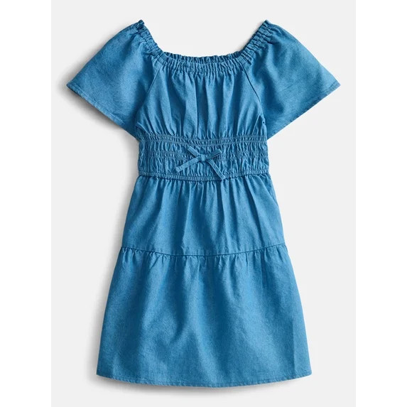 Wonder Nation Girls' Smocked Waist Denim Dress, Sizes 4-18 | Walmart (US)