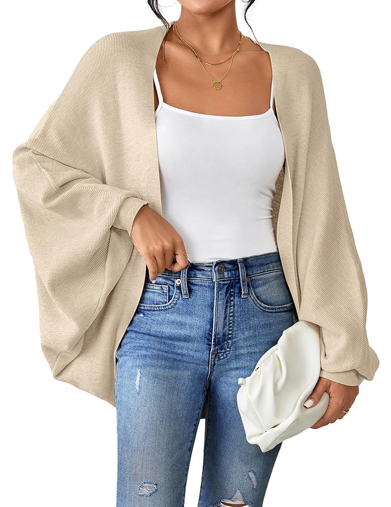 Zeagoo Women's 2024 Oversized Batwing Sleeve Knit Cardigan Sweaters Casual Long Outwear Coat | Amazon (US)
