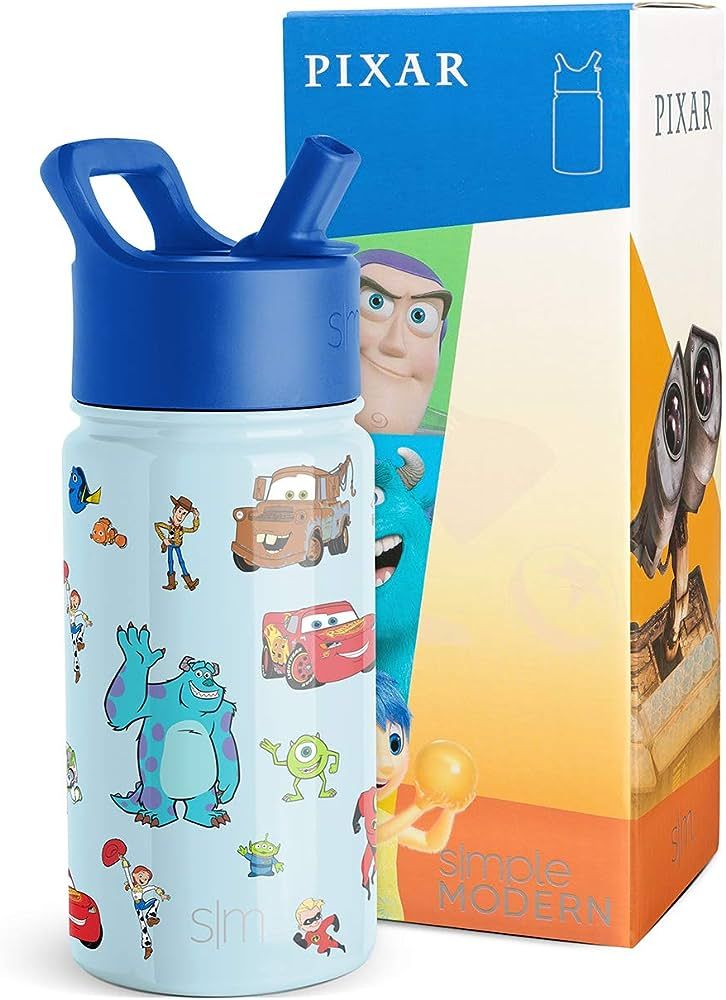Simple Modern Disney Pixar Kids Water Bottle with Straw Lid | Reusable Insulated Stainless Steel ... | Amazon (US)