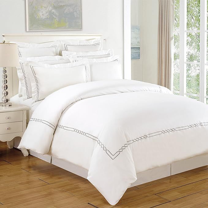 Superior Lorenz Embroidered Duvet Cover Set, Long-Staple Cotton, King/Cal King | Amazon (US)