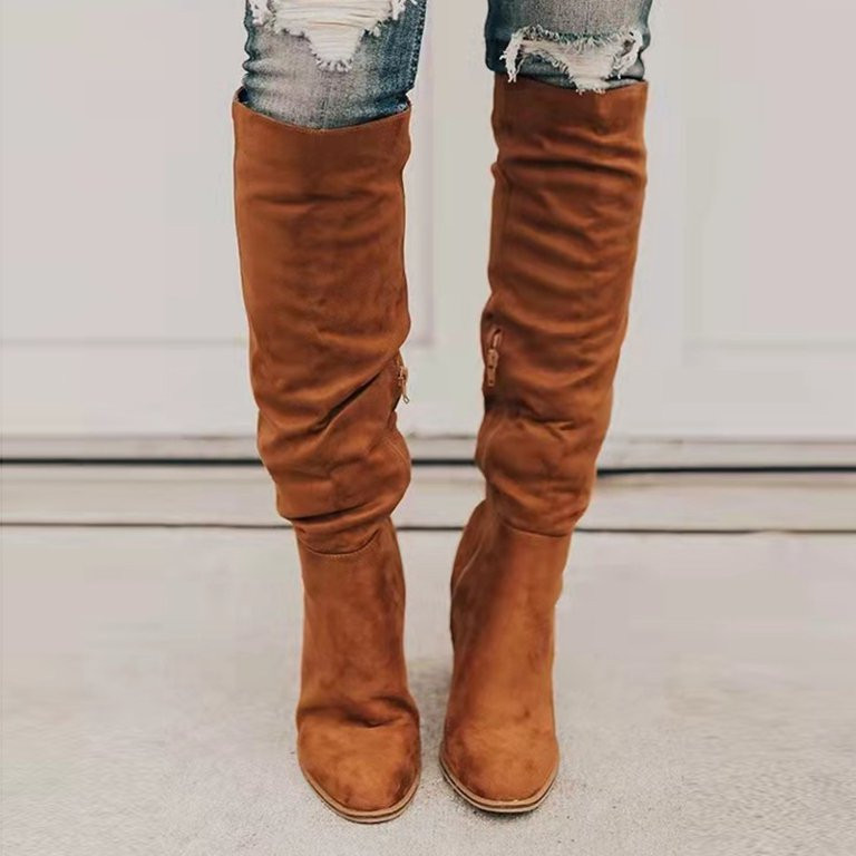 Women Suede Boots for Winter Over Knee Long Boots with Thick Heel Easy to Put on Fashionable  39 ... | Walmart (US)