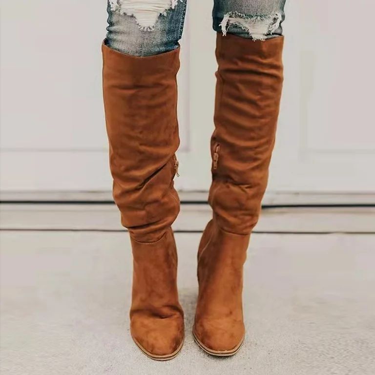 Women Suede Boots for Winter Over Knee Long Boots with Thick Heel Easy to Put on Fashionable  39 ... | Walmart (US)