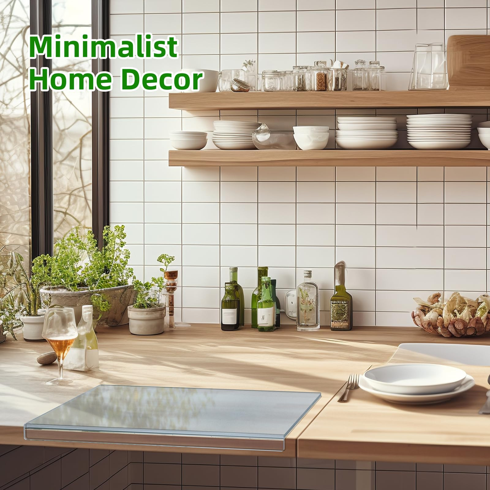 Acrylic Cutting Board with Counter Lip,17.5"x13.5" Clear Cutting Board for Kitchen Countertop,Non... | Amazon (US)