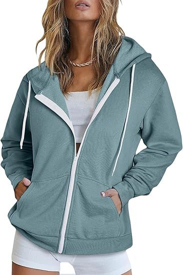 Dokotoo Women's Full Zip Up Hoodie Long Sleeve Hooded Sweatshirts Pockets Jacket Coat for Women | Amazon (US)