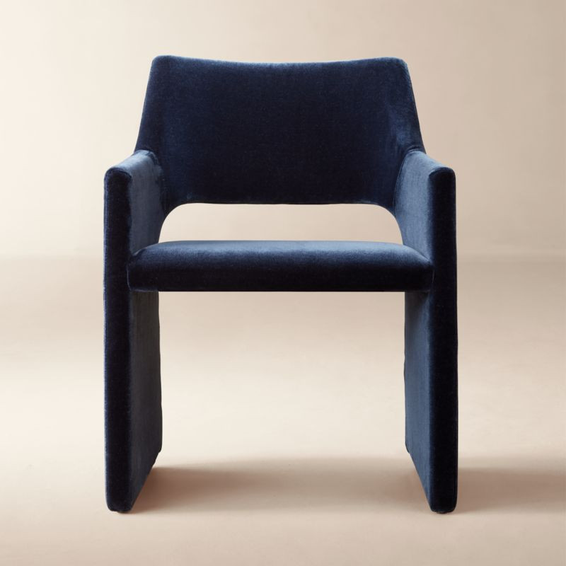 Foley Navy Faux Mohair Dining Armchair + Reviews | CB2 | CB2