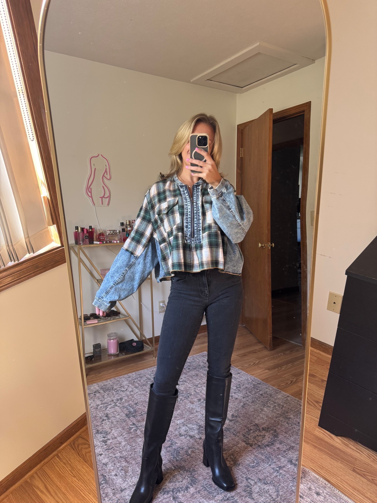 Riding boots and skinny jeans?!? Here for it 🖤🧛 (shirt is like 5 years old from Magnolia Boutique 😞Can’t find a look alike)

#LTKSeasonal #LTKShoeCrush #LTKWorkwear