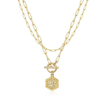 M MOOHAM Layered Gold Initial Necklaces for Women, 14K Gold Plated Paperclip Chain Layered Necklace  | Walmart (US)