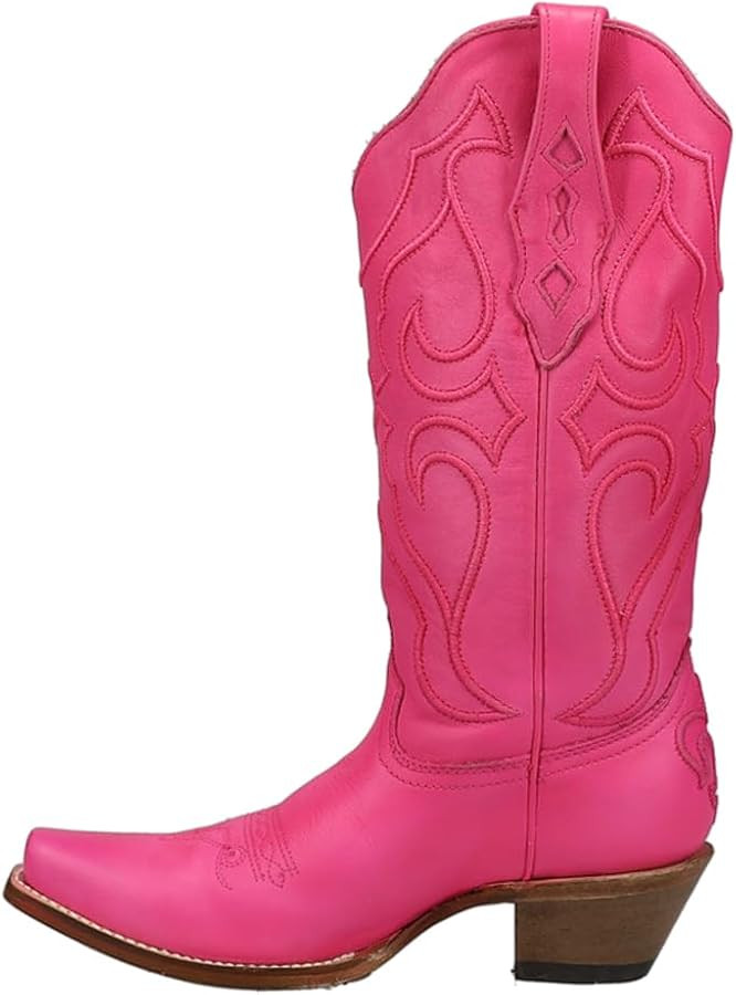Corral Boots Womens Ld Fuchsia Embroiderd Snip Toe Western Cowboy Boots Mid Calf - Pink | Amazon (US)