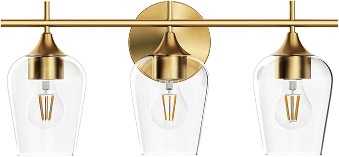 Hamilyeah Bathroom Vanity Light Fixture Over Mirror, Gold Bathroom Light Fixtures Indoor, 3 Light... | Amazon (US)
