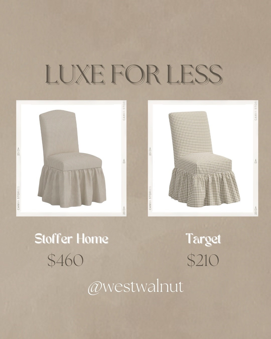 Ruffled Gingham Dining Chair

On the left is the Thelma Dining Chait from Stoffer Home in mini gingham mauve. 
Dimensions: 19" W x 26" D x 38" H

On the right is the Ruffled Slipcover Dining Chair in Kale Gingham Taupe Cream - Threshold™ designed with Studio McGee from Target in Kale Gingham Taupe Cream.
Dimensions: 37”Hx 19”W x 25”D

#diningchair #diningroomdecor #moderndiningchair #rufflechair 

*prices are accurate at the time of posting, including sales*


#LTKHome