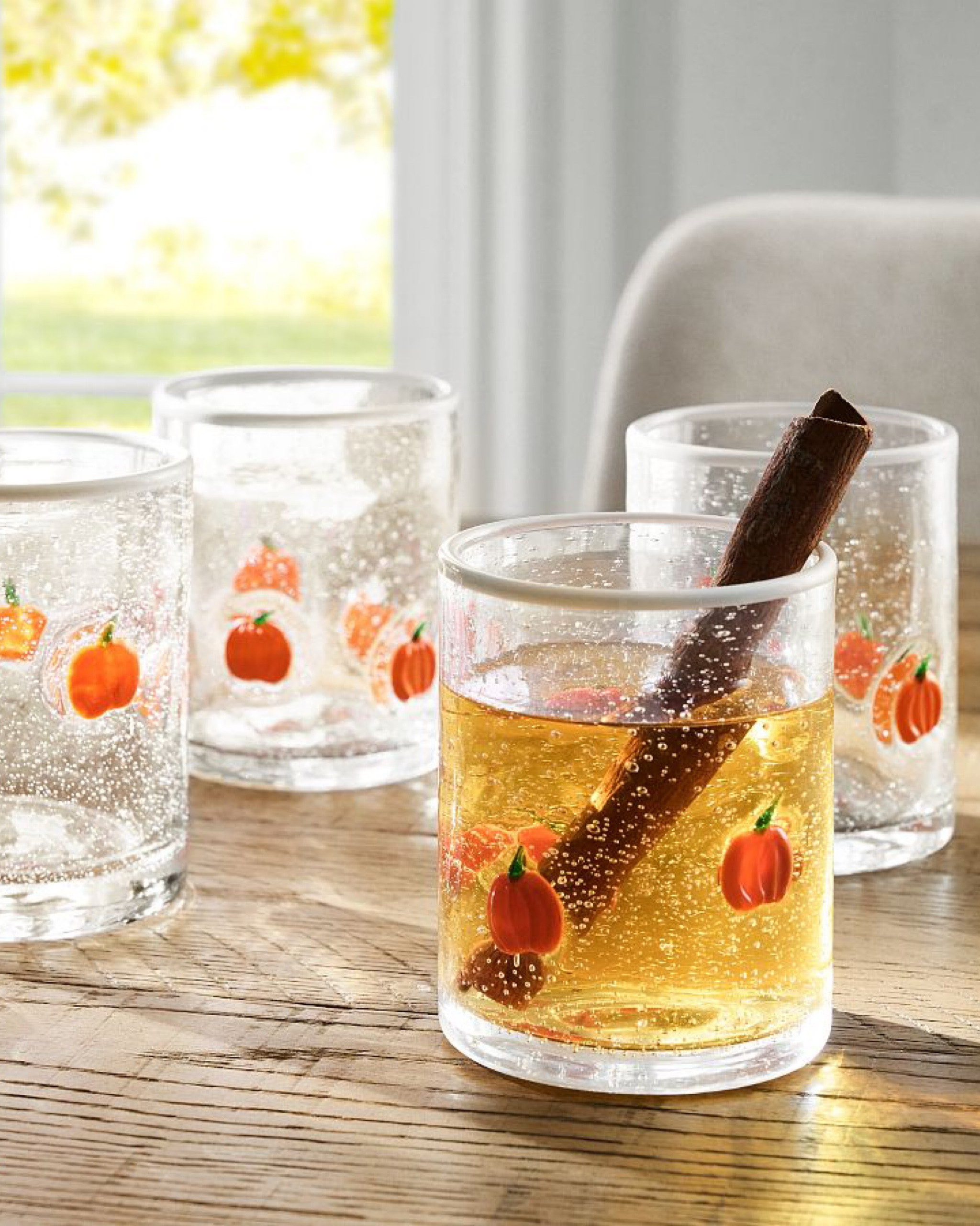 Sweet July Herringbone Handcrafted Glass Highball Drinking Glasses