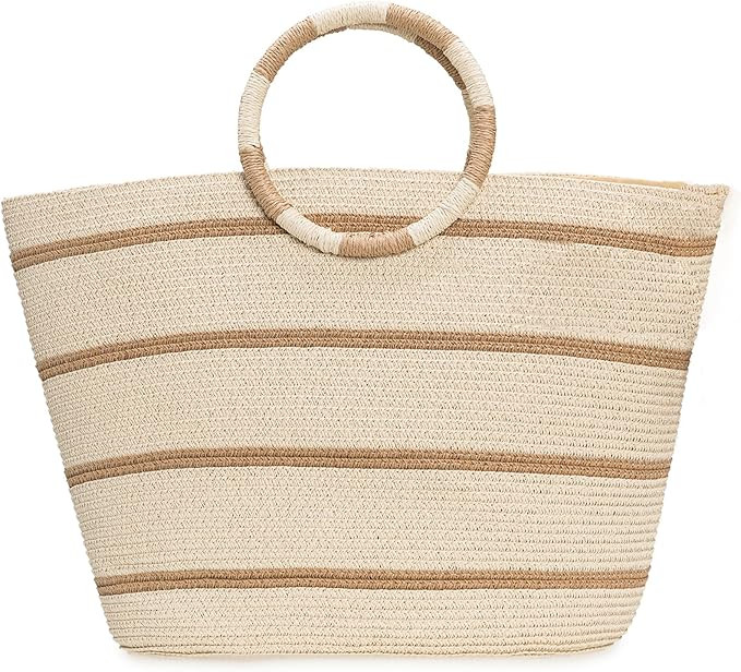 TOFUNTOY Beach Bags for Women Straw Tote Bag Summer Beach Bag Large Woven Straw Tote for Vacation... | Amazon (US)