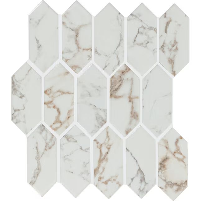 American Olean Vistarro Calacatta Grey 11-in x 12-in Glossy Ceramic Honeycomb Marble Look Wall Ti... | Lowe's