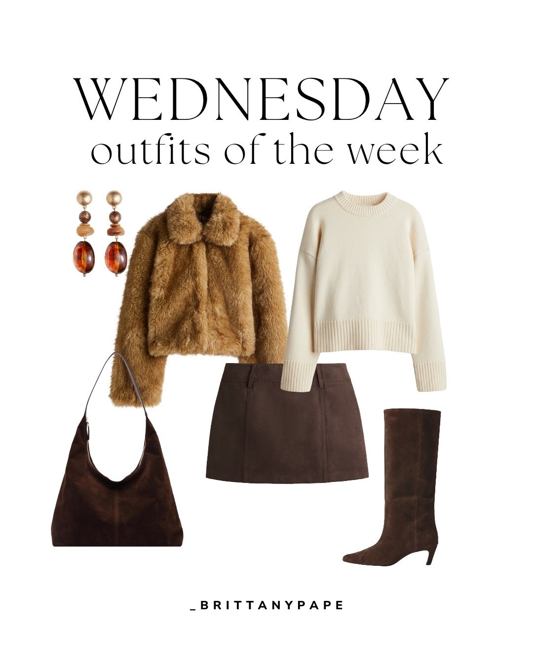 Outfit of the week—Wednesday 

Fur coat, faux fur coat, brown skirt, beige sweater, brown boots, brown purse, brown earrings, holiday outfit, winter outfit, chocolate brown outfit, Christmas outfit, H&M

#LTKFindsUnder50 #LTKHoliday #LTKootd