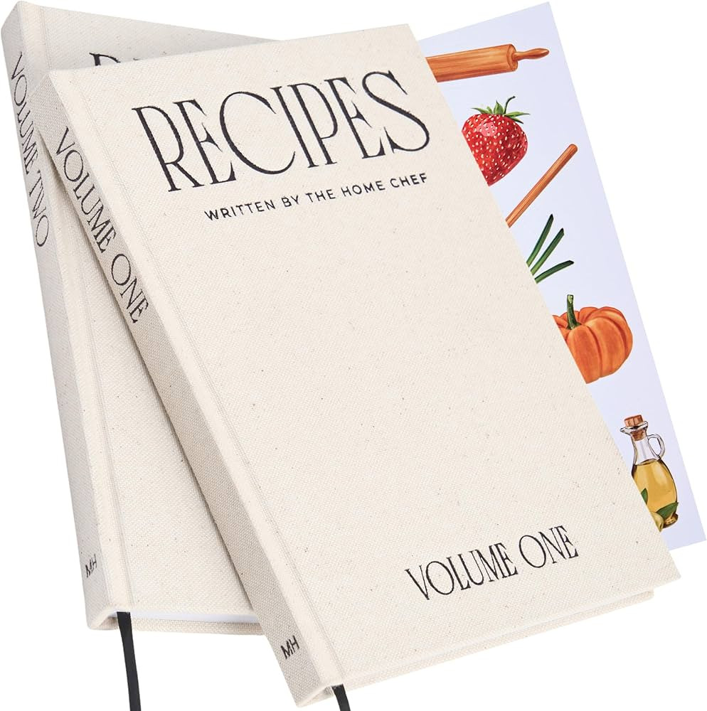 Set of 2 Blank Recipe Book To Write In Your Own Recipes Linen Beige Recipe Box Sticker Sheets Rec... | Amazon (US)