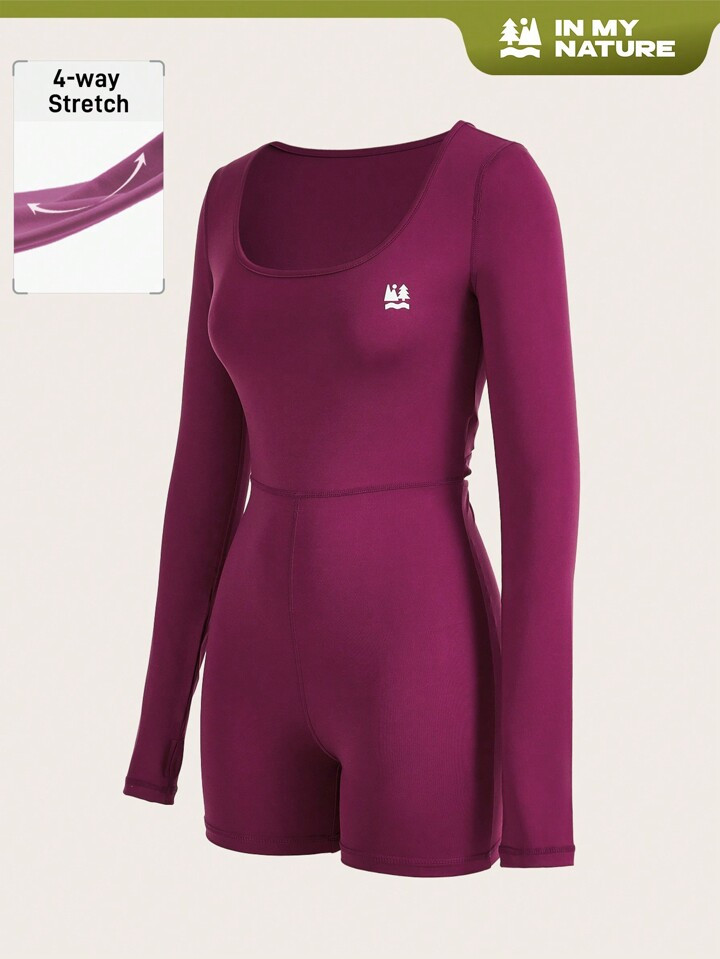 SHEIN In My Nature Strakke jumpsuit voor dames met grafische print en ronde hals voor buiten, met... | SHEIN