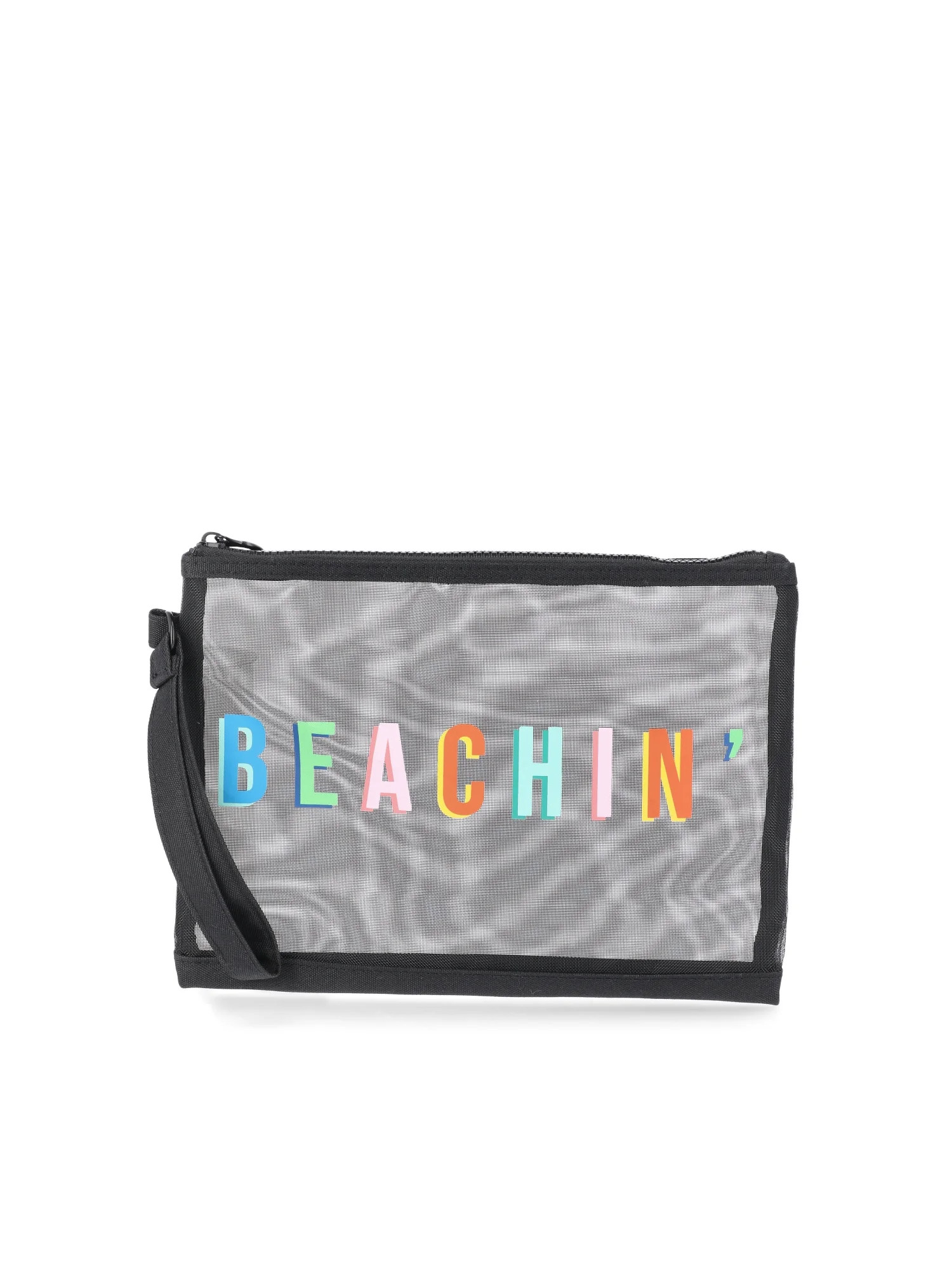 No Boundaries Beach Flat Pouch, Black Beachin', Women's - Walmart.com | Walmart (US)