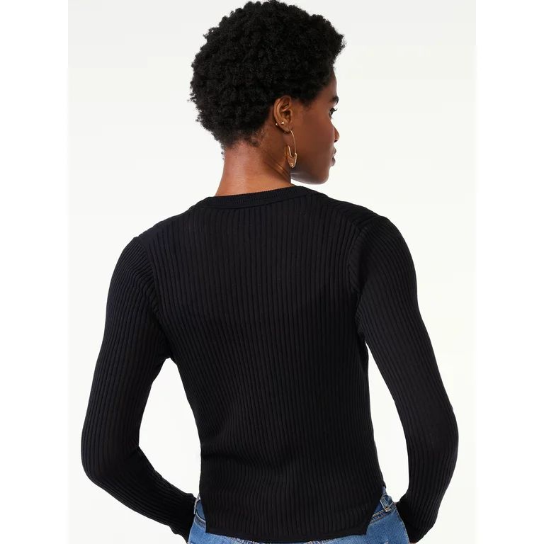 Scoop Women's Sheer Stripe Knit Cardigan Sweater and Bralette, 2-Piece Set, Sizes XS-XXL | Walmart (US)
