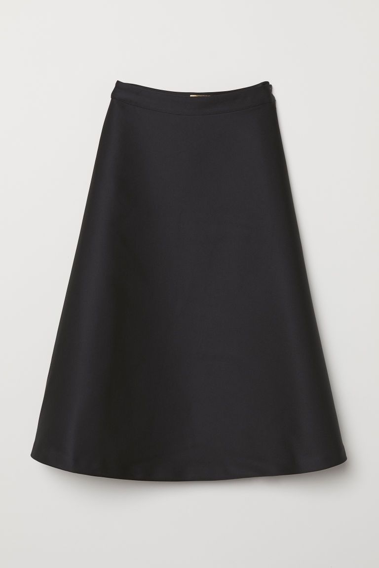 H & M - Flared Satin Skirt - Black | H&M (US + CA)