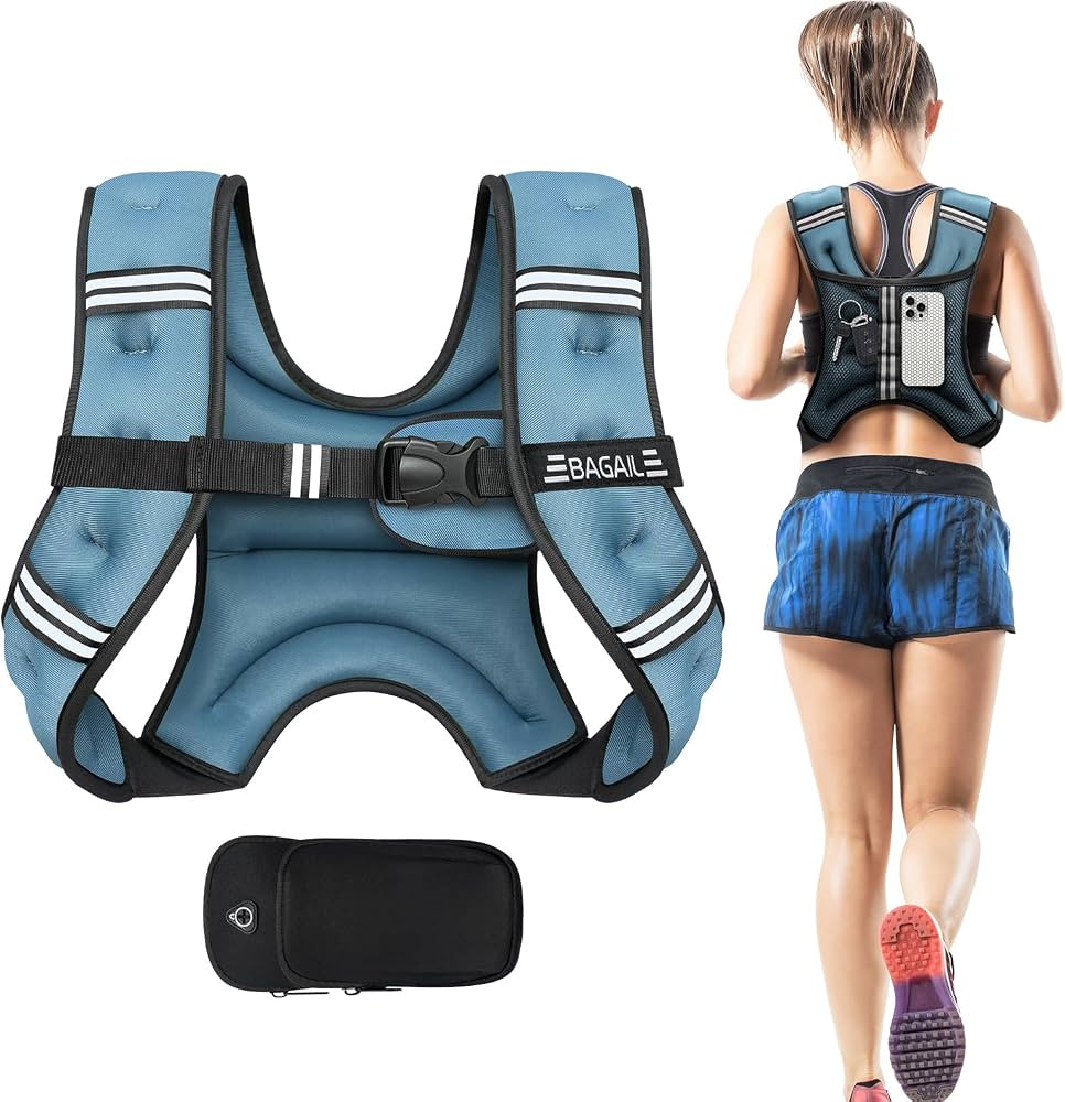 BAGAIL Weighted Vest, 5lbs/10lbs/12lbs/15lbs/20lbs/25lbs/30lbs Weight Vest with Detachable Phone ... | Amazon (US)