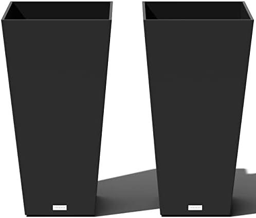 Veradek V-Resin Indoor/Outdoor Taper Planter, Set of 2 (30 inch, Black) | Amazon (US)