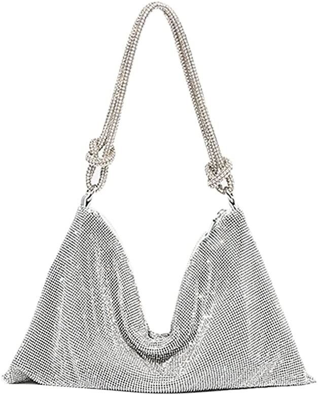 Rhinestone Purses for Women Chic Sparkly Evening Handbag Bling Hobo Bag Shiny Silver Clutch Purse... | Amazon (CA)