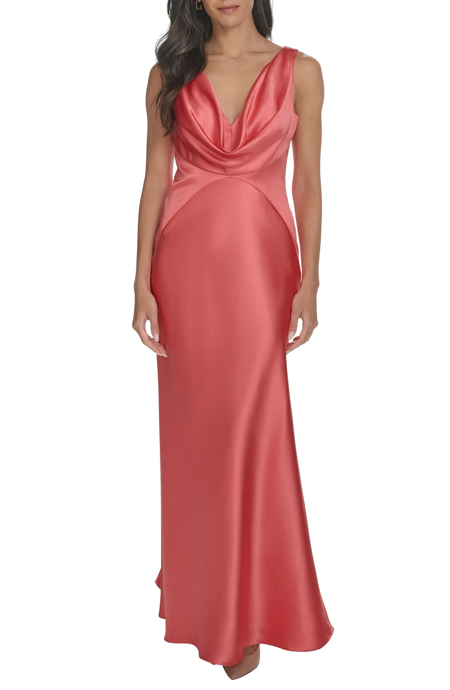 Draped Neck Satin Gown | Nordstrom