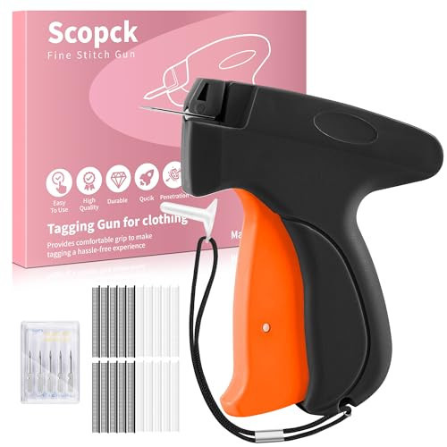 Stitch Gun for Clothes - Handheld Stitch Tag Gun Quick Clothing Fixer - Tagging Gun - Sewing Kit Includes 6 Needle, 1000 Black Fasteners and 1000 White Fasteners (Black, Orange) | Amazon (US)