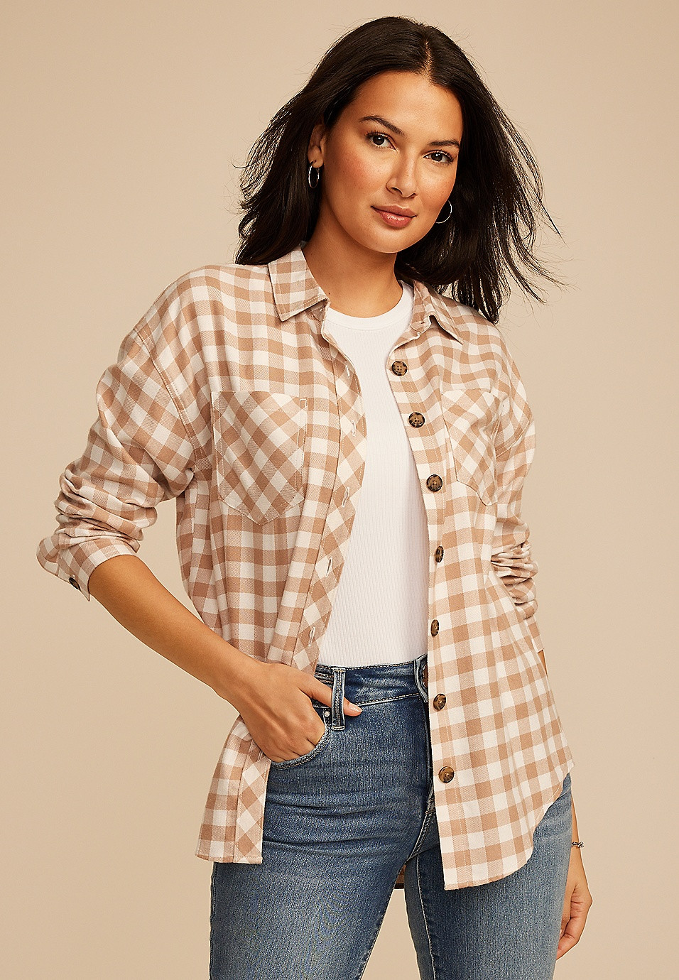 Plaid Button Down Boyfriend Shirt | Maurices