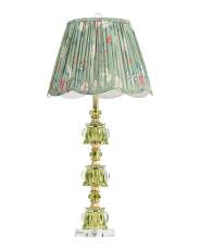 28.5in Ornate Glass Crystal Lamp With Scalloped Shade | TJ Maxx