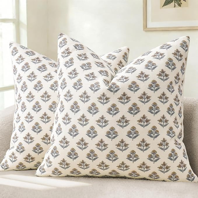 YCOLL Farmhouse Floral Pillow Covers 18x18 Set of 2, Rustic Country Decorative Cushion Covers Vin... | Amazon (US)
