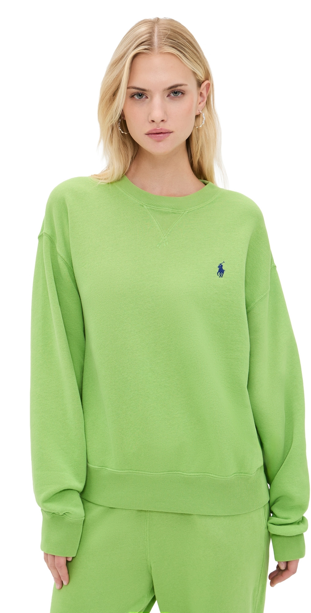 Polo Ralph Lauren Island Fleece Knit Long Sleeve Crew Neck Sweater Parakeet Green M | Shopbop