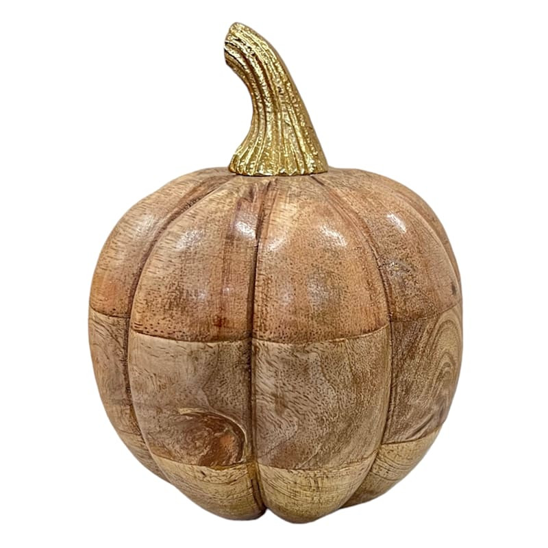 Natural Wood Pumpkin, 5" | At Home