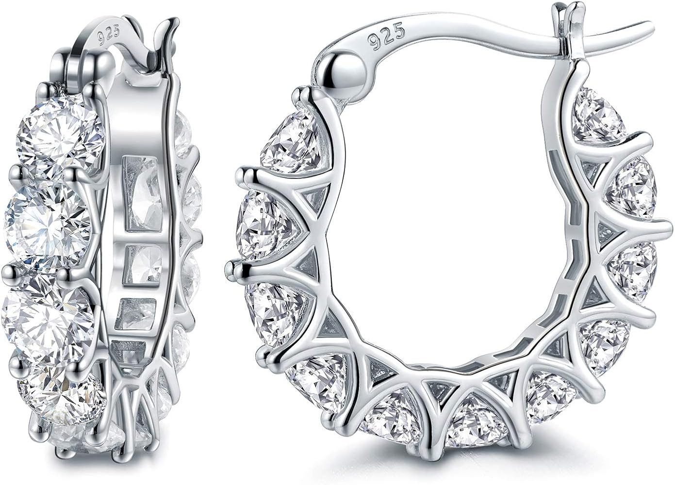 14K Gold Plated 925 Sterling Silver Post Cubic Zirconia Hoop Earrings for Women Elegant Gift Box ... | Amazon (US)