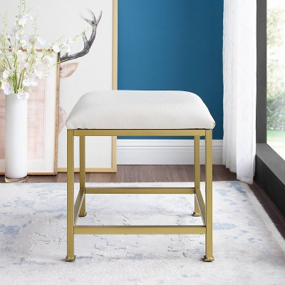 Aimee Vanity Stool Gold - Crosley: Modern Upholstered Faux Leather, Steel Frame, Padded Seat, 250 lb Capacity, 18.75" Height | Target