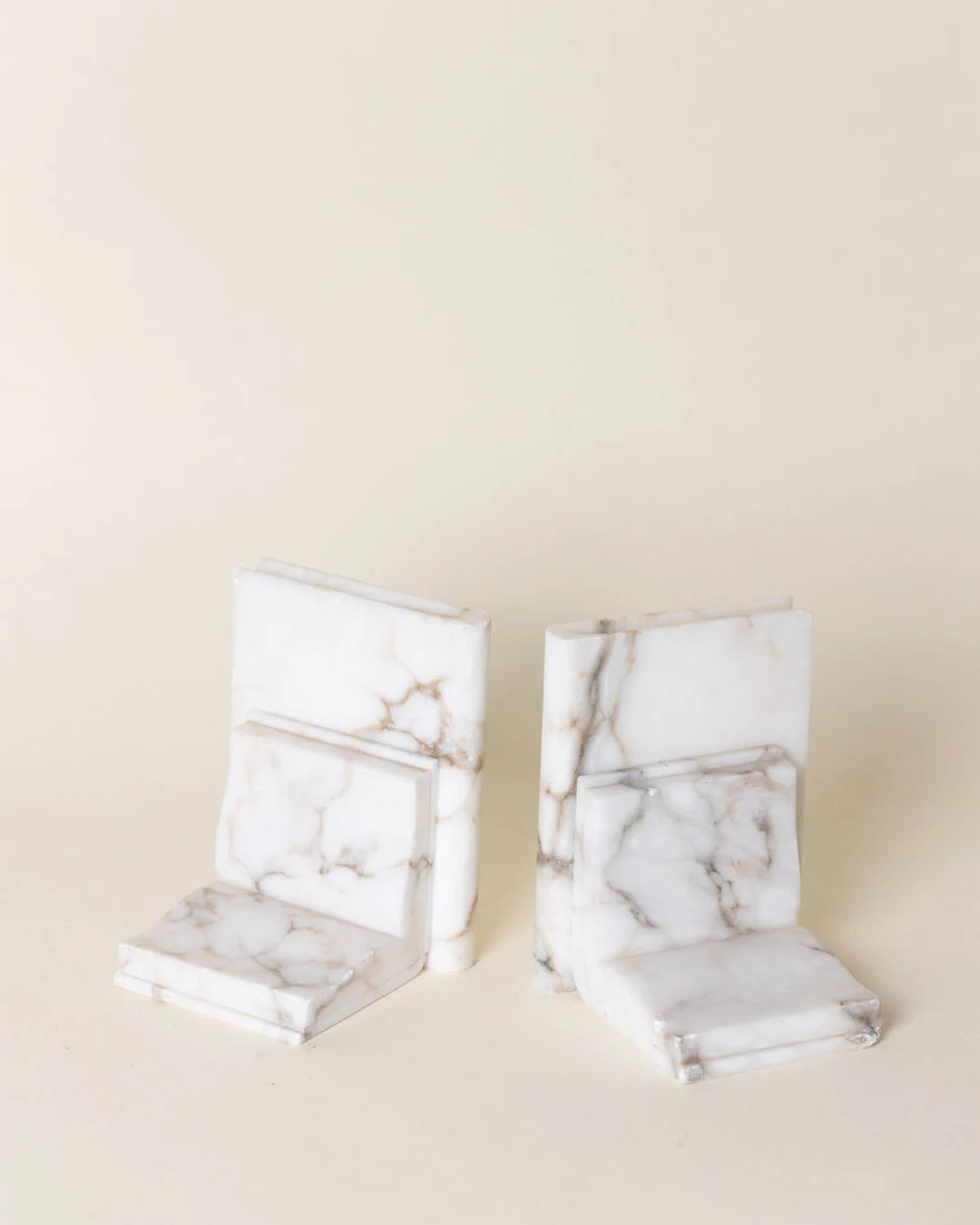 Vintage White and Gray Solid Marble Book Design Bookends (made in Italy) - Etsy | Etsy (US)