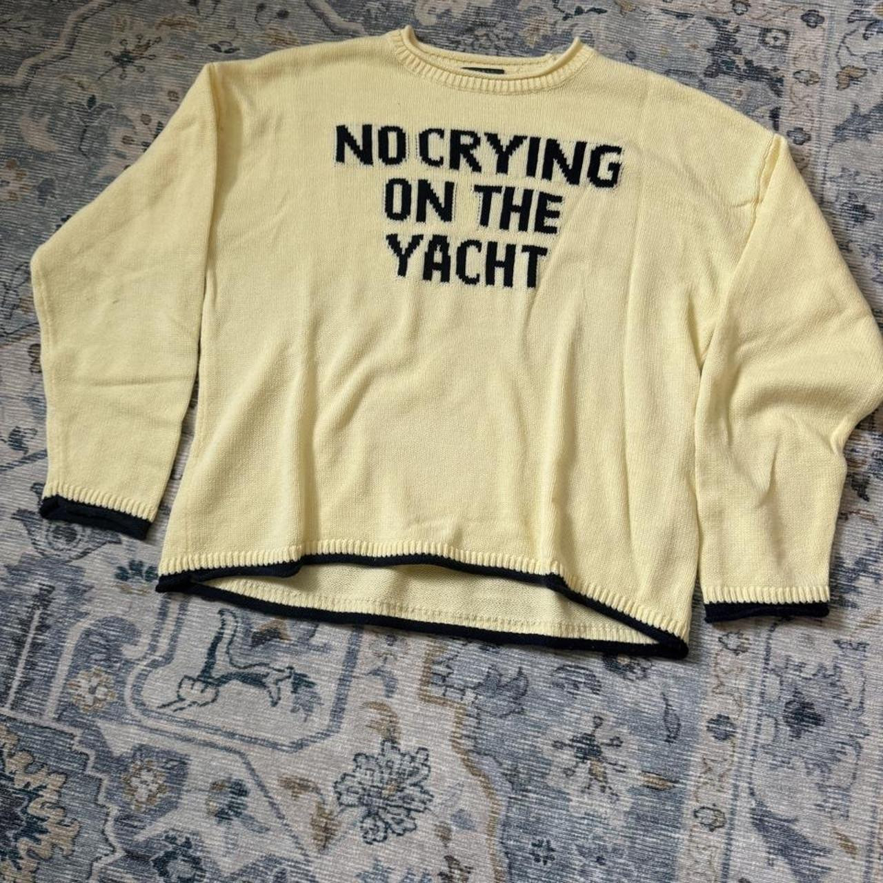 Wild Fable yellow sweater with dark blue text... | Depop | Depop US