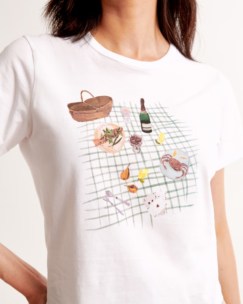 Short-Sleeve Picnic Graphic Skimming Tee | Abercrombie & Fitch (US)