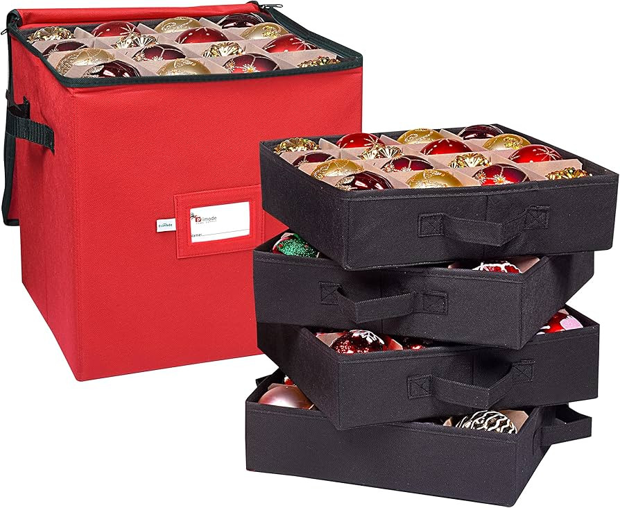 Primode Holiday Ornament Storage Box, 4 Layers, Fits 64 Ornaments Balls, Constructed of Durable 6... | Amazon (US)