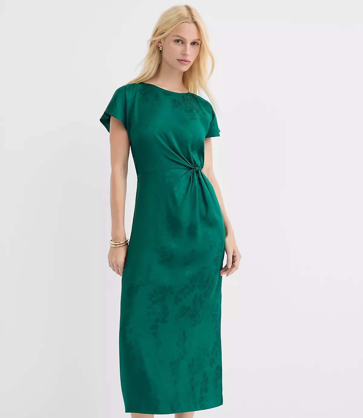 Floral Twist Flutter Sleeve Flare Dress | LOFT