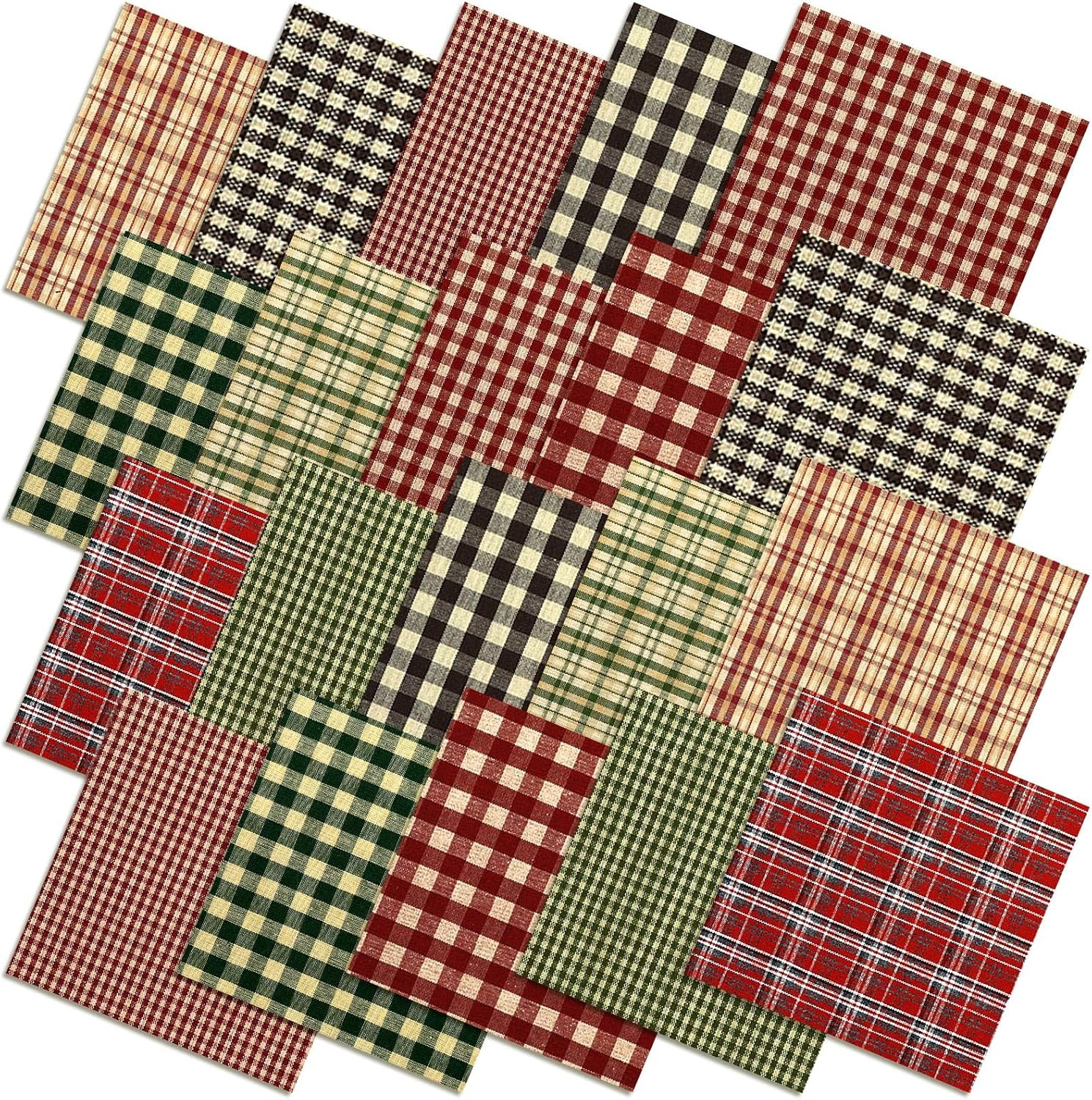Tegeme 40 Pcs 10x10'' Vintage Plaid Gingham Cotton Fabric Square for Sewing | Amazon (US)