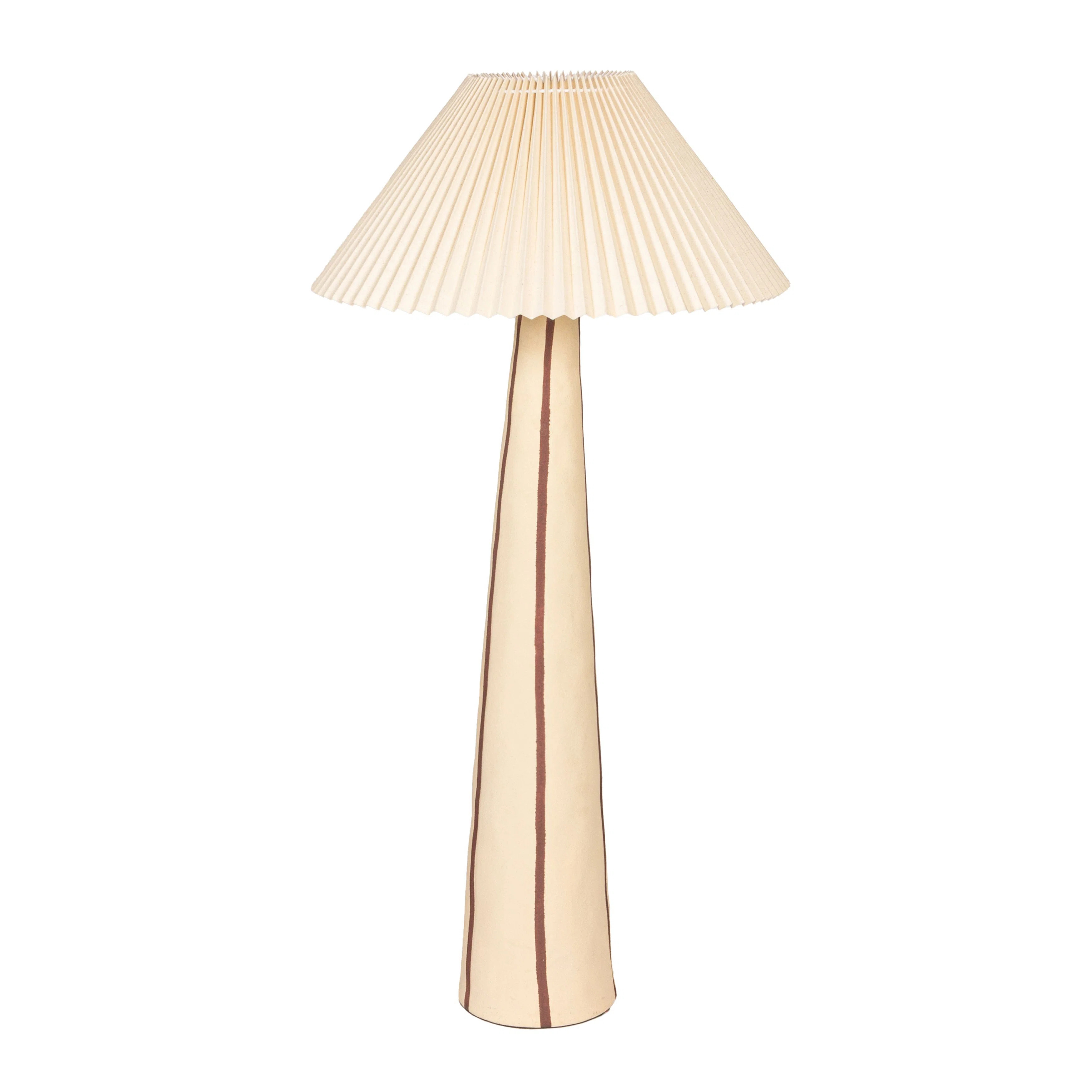 Chloe Stoneware Floor Lamp With Tapered Base And Pleated Shade | Wayfair North America