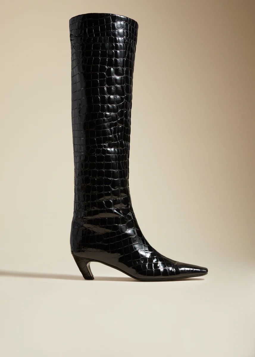 The Davis Boot in Black Croc Embossed Leather | Khaite